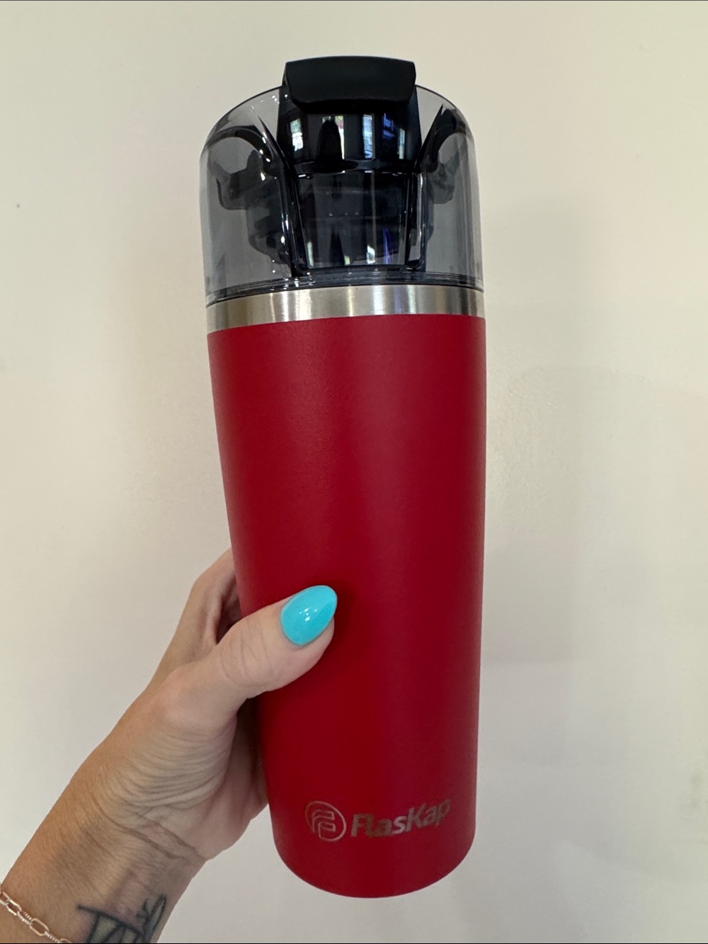 Red Insulated Travel Tumbler with Clear Lid